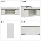 chartustriable 70” Large Long Buffet Sideboard Cabinet w/4 Drawer,Farmhouse Buffet Storage Cabinet,Sliding Door,Buffet, Credenza for Living Room,White chartustriable
