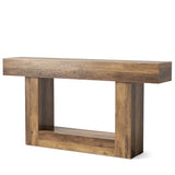 LITTLE TREE 63 Inches Long Console Table, 2-Tier Farmhouse Sofa Table Behind Couch, Large Narrow Entryway Table for Living Room, Wooden Hallway Foyer Table with Heavy Duty Base, Rustic Brown LITTLE TREE