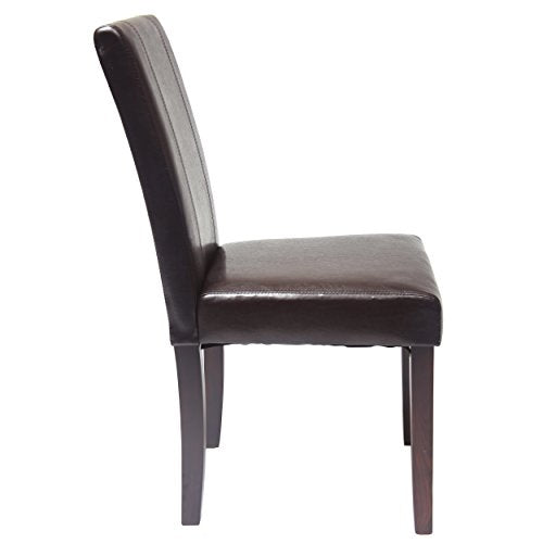 Roundhill Furniture C020BR Urban Style Solid Wood Leatherette Padded Parson Chair, Brown, Set of 2 Roundhill Furniture