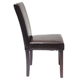 Roundhill Furniture C020BR Urban Style Solid Wood Leatherette Padded Parson Chair, Brown, Set of 2 Roundhill Furniture