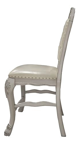 ACME Furniture Dresden 47" Faux Leather Counter Chairs in Bone White (Set of 2) - WoodArtSupply