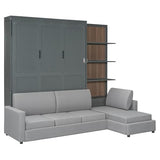Ball & Cast Murphy Bed Queen Size Wall Bed with Sofa,Wood Murphy Bed,Platform Bedfram Chest can be Folded,Hideaway Cabinet w/Shelves and Slat Support,Space-Saving Furniture for Study,Office,Gray Ball & Cast