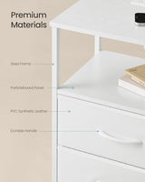 SONGMICS BELLAH Collection - Nightstand with Charging Station and App-Controlled Adjustable LED Lights, Bed Side Table, 2 Drawer and 1 Open Shelf, Bedroom, Cloud White and Snow White ULGS302WH01S SONGMICS