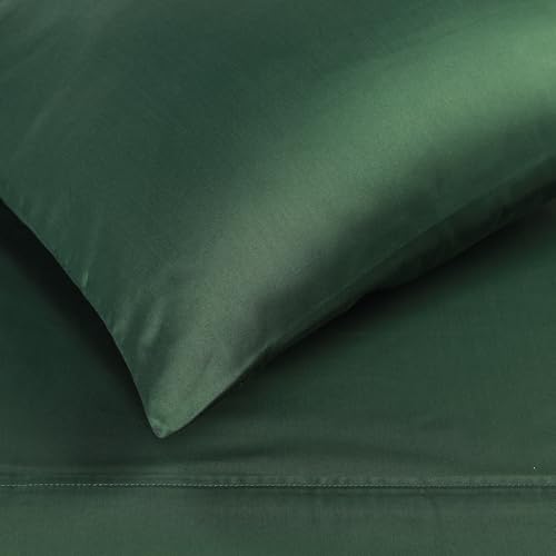 Superior Combed Cotton, 300 Thread Count Pillowcases Set of 2, Single Ply Cotton, Soft and Luxurious Bedding Sets - 20" x 40" King Pillowcase, Hunter Green Superior