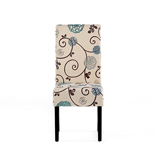 Christopher Knight Home Pertica Fabric Dining Chairs, 2-Pcs Set, Polyester White And Blue Floral - WoodArtSupply