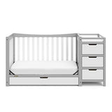 Graco Remi 4-In-1 Convertible Crib & Changer With Drawer (Pebble Gray & White) – GREENGUARD Gold Certified, Crib And Changing-Table Combo, Includes Changing Pad, Converts To Toddler Bed, Full-Size Bed Graco