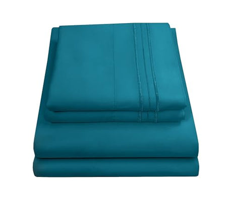 Queen Size Bed Sheets - Breathable Luxury Sheets with Full Elastic & Secure Corner Straps Built In - 1800 Supreme Collection Extra Soft Deep Pocket Bedding Set, Sheet Set, Queen, Teal Sweet Home Collection
