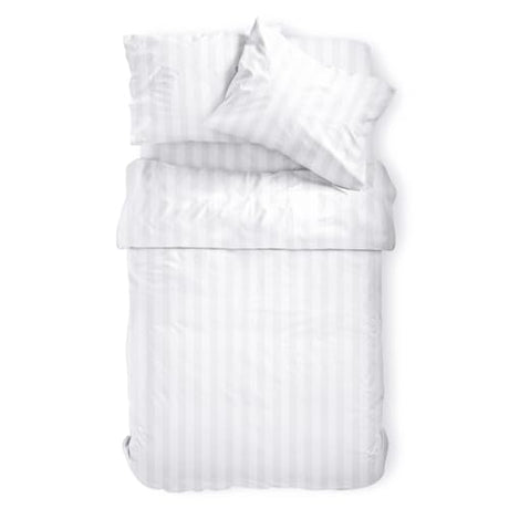 Amolavet Hotel Bedding Duvet Cover Full Size Cotton White Satin Striped Textured with Zipper - Duvet Cover Full 3 Pcs Set 79x90 - Comforter Cover/Quilt Cover Full Size Amolavet