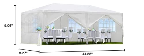 10'x20' Party Tent,Outdoor Wedding Party Canopy Tent with 6 Removable Sidewalls,Heavy Duty Gazebo for Parties Garden Patio and Backyard MegaChoice