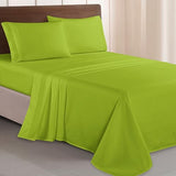 Elegant Comfort Luxurious 1500 Premium Hotel Quality Microfiber Three Line Embroidered Softest 4-Piece Bed Sheet Set, Wrinkle and Fade Resistant, Queen, Lime Elegant Comfort