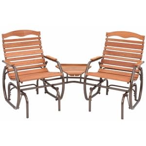 VOFMK Elegant Hardwood Glider Bench with Bronze Tray and Smooth Glide VOFMK