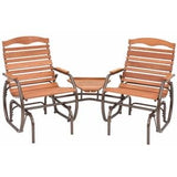 VOFMK Elegant Hardwood Glider Bench with Bronze Tray and Smooth Glide VOFMK