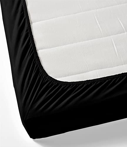 1000-Thread-Count 100% Pure Cotton Bed Sheets -4 Pc King Size Black Sheet Set, Single Ply Long Staple Combed Cotton Yarns, Best Luxury Sateen Weave, Fits Mattress Upto 17'' Deep Pocket Comfortica Classics