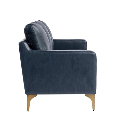 Serta Triton 78" Sofa, Transitional Modern, Dreamcoil Comfort, Metal Legs, Vegan Leather, Navy Blue Serta