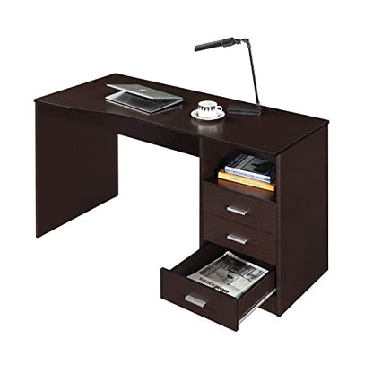 Techni Mobili Classic Computer Desk with Multiple Drawers, 29.5" x 23.6" x 51.2", Wenge - WoodArtSupply