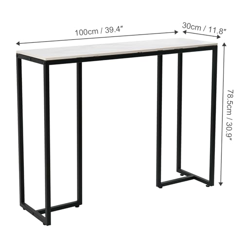 W:39.4xD:11.81xH:30.90 inch Console Table Entryway Accent Table Behind Sofa Table Black Metal Frame with Emerald White Top Generic