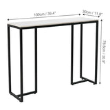 W:39.4xD:11.81xH:30.90 inch Console Table Entryway Accent Table Behind Sofa Table Black Metal Frame with Emerald White Top Generic