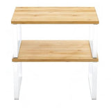 SONGMICS Cabinet Organizer Shelf, Set of 2 Kitchen Counter Shelves, Kitchen Storage, Spice Rack, Stackable, Expandable, Metal and Engineered Wood, Cloud White and Natural Beige UKCS02NW SONGMICS