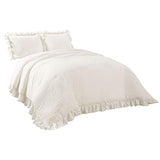 Lush Decor Reyna Ruffle Comforter Set - 3 Piece Cozy Ruffled Bedding Set - Timeless Elegance and Comfort for Dorm Room - Full/ Queen, White Lush Decor