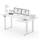 FLEXISPOT Dual Motor 4 Legs L Shaped Standing Desk Corner Desk Computer Electric Sit Stand Up Desk Height Adjustable Desk Home Office Table with Splice Board, 71x43 White FLEXISPOT