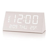 JALL Digital Alarm Clock, with Wooden Electronic LED Time Display, 3 Alarm Settings, Weekday/Weekend Mode, Temperature Detect, Wood Made Electric Clocks for Office, Bedroom, Bedside JALL