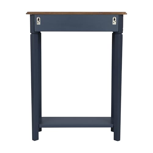 East at Main Marnie Console Table – 23.75” Wide Navy Blue Entryway Table with Storage Drawer & Shelf – Slim Accent for Hallways, Foyers, Living Rooms and Small Spaces – Handcrafted Bayur Wood East at Main