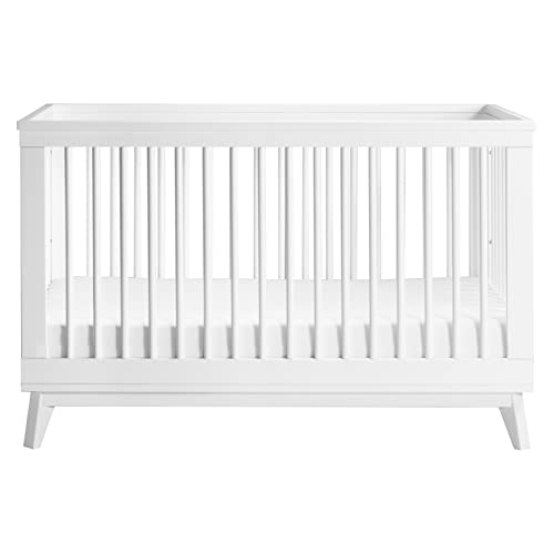 Babyletto Scoot 3-in-1 Convertible Crib with Toddler Bed Conversion Kit in White, Greenguard Gold Certified