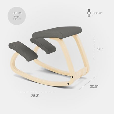 Varier Variable Natural/Grey Ergonomic Office Kneeling Chair for Desk for Desk – Back Pain Relief, Rocking Seat for Home, Study & Posture Support – 10 Year Quality Guarantee Varier