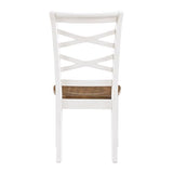 Lexicon Dining Table Set for 6 with Cross Back Chairs, 7 Piece Farmhouse Kitchen Table Set, Solid Wood Dining Room Table and Chairs Set of 6 for Home, Dining Room, Kitchen, Cherry/White Lexicon