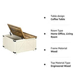 HOMCOM Farmhouse Coffee Table, Square Coffee Table with Storage for Living Room, Center Table with Hinged Flip Lift Top and Hidden Space, Antique White HOMCOM