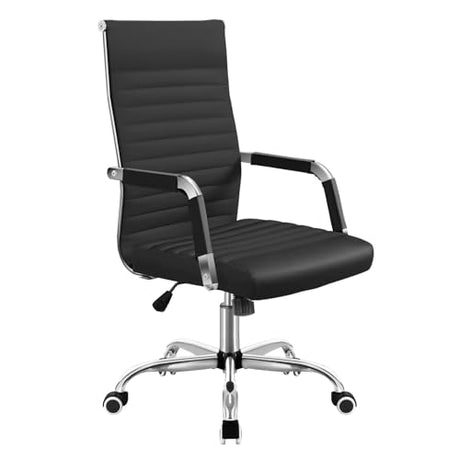 Shahoo PU Leather Office Chair, Mid-Back Chairs, Executive Swivel Armchair for Conference Room, Home Offices, Black Shahoo