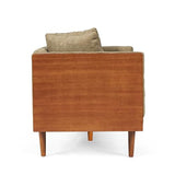 Christopher Knight Home Mid Century Modern Fabric Tufted Loveseat with Accent Pillows, 2-Seater Sofa with Removable Cushions, Comfy Sofa for Reading Book, Rubberwood Leg, Dark Beige and Dark Walnut Christopher Knight Home