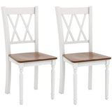 Giantex Dining Room Chairs Set of 2 White, Wooden Farmhouse Kitchen Chairs with Rubber Wood Seat, Acacia Wood Legs, Max Load 360 Lbs, Heavy Duty Wood Armless Dining Chairs with High Back Giantex