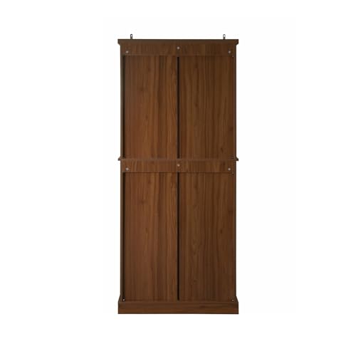 RuiSiSi Rattan Kitchen Pantry Cabinet, 72" Tall Freestanding Kitchen Pantry with Drawer, Farmhouse Freestanding Wooden Storage Cabinet with Adjustable Shelves for Dining Room, Hallway,Walnut - WoodArtSupply