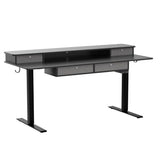 FEZIBO 63" Height Adjustable Electric Standing Desk with 4 Drawers, 63 x 24 Inch Table with Storage Shelf, Sit Stand Desk with Splice Board, Black Frame/Rustic Brown Top, 63 inch FEZIBO