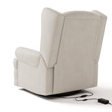 Storkcraft Serenity Glider Recliner Nursery Chair with USB Charging Port (Ivory) – Premium Upholstered Nursery Glider Recliner with Manual Recline Function, Dual USB Charging Storkcraft