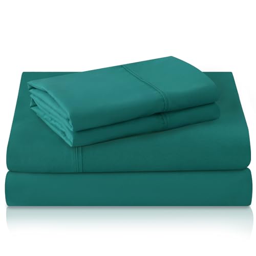 MICORAL Twin Bed Sheets Set, Soft Breathable Bedding Sheet Set, Sheets Set with 16" Deep Pocket Design (3 Pieces, Twin, Turquoise) MICORAL