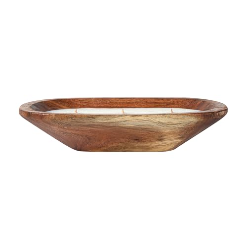 Restaurantware-Coco Casa 9.1 x 5.5 x 2 Inch Wood Dough Bowl Candle, 1 Hand Poured Bread Bowl Candle - Vanilla Fragrance, Double Wax Blend, Soy Wax Scented Candle, Wooden Wick Restaurantware