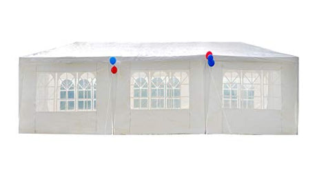 GOJOOASIS Canopy Tent Wedding Party Tent White Outdoor Gazebo (10' x 30' with 8 Walls) GOJOOASIS