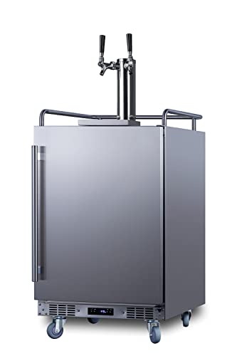 Summit SBC683OSTWIN 24" Wide Built-in or Freestanding Outdoor Beer Kegerator, Dual Tap, Weatherproof, Automatic Defrost, Digital Thermostat, Tap Cool System, Adjustable Shelves, four Casters Summit Appliance
