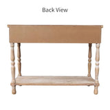 PARISLOFT Vintage Wood End Table with 2 Drawers and 1 Bottom Shelf,Rustic Console Table Storage, Accent Entryway Table Furniture,Antique Brown,42”Wx32”H PARISLOFT