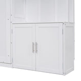 SOFTSEA Full Size Murphy Bed with Multiple Storage Shelves, Wood Wall Cabinet Bed Frame with Storage, Farmhouse Murphy Bed Fame, Can Be Folded into a Cabinet, White SOFTSEA
