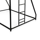 Furniture of America Dravenor Modern Metal Twin Over Full Low Profile Bunk Bed with Reversible Ladder and Twnty-Two Slats, No Box Spring Required, for Kids, Bedroom, Dorm, Black Furniture of America