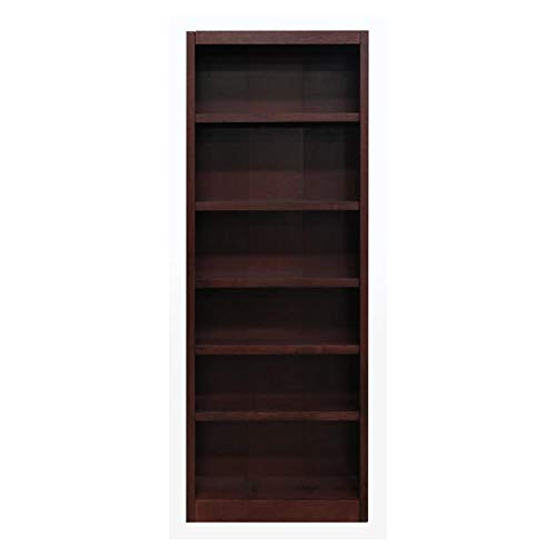BOWERY HILL 84" Traditional Cherry 6-Shelf Wood Bookcase BOWERY HILL