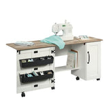 Sauder Miscellaneous Sewing/Craft Cart, L: 39.29" x W: 19.49" x H: 28.54", Soft White finish Sauder