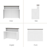 Epecoya Tall Reception Desk with Counter, 47-Inch Modern Front Desks, Unique Barn Door Home Design Office Table Retail Counter for Checkout, Lobby, Beauty Salon, White Epecoya