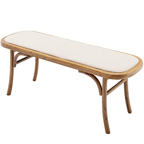 DM Furniture Farmhouse Wood Bench Small Entry Way Bench Seat Narrow Dining Bench Bed End Indoor Bench for Living Room Foyer Indoor, Uphostered Bench DM Furniture