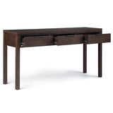 SIMPLIHOME Hollander Console Table - 60 Inch Wide Solid Wood Sofa Table in Warm Walnut Brown, Contemporary Storage Table for Entryway or Living Room with 3 Drawers and Sleek Metal Hardware SIMPLIHOME