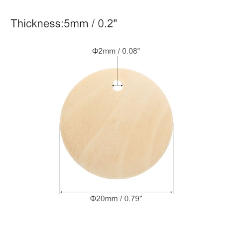 uxcell Round Wooden Discs, 100Pcs 20mm - Log Unfinished Wood Circles with Holes, Wood Ornaments for Crafts, DIY Jewelry Accessories, Birthday Board Tags