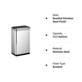 EKO Phantom-T 50 Liter / 13.2 Gallon Vertical Motion Sensor Trash Can, Brushed Stainless Steel Finish EKO